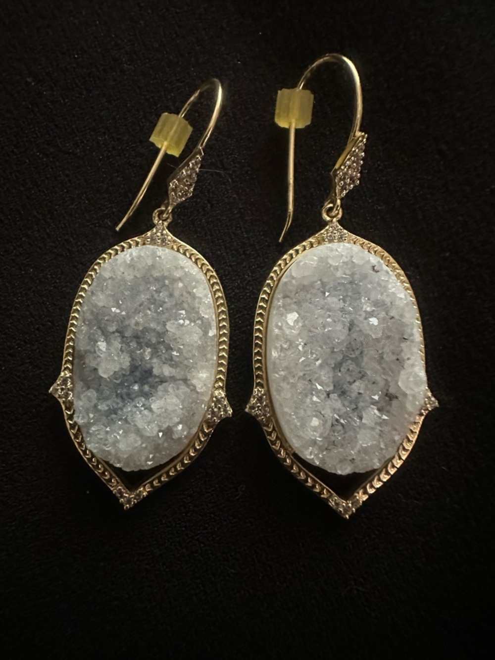Stella & Dot Gold-Tone White Druzy Drop Earrings